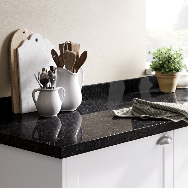 Blat bucatarie GOODHOME Kabsa, 300x62 cm, negru