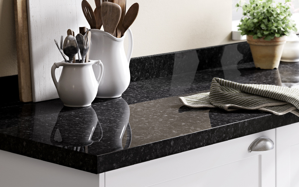 Blat bucatarie GOODHOME Kabsa, 300x62 cm, negru