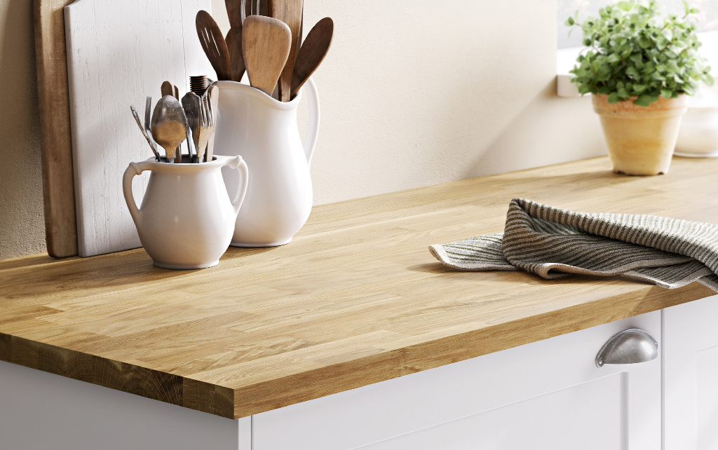 Blat de bucatarie, lemn masiv, stejar, 3000 x 620 x 26 mm GoodHome Kava