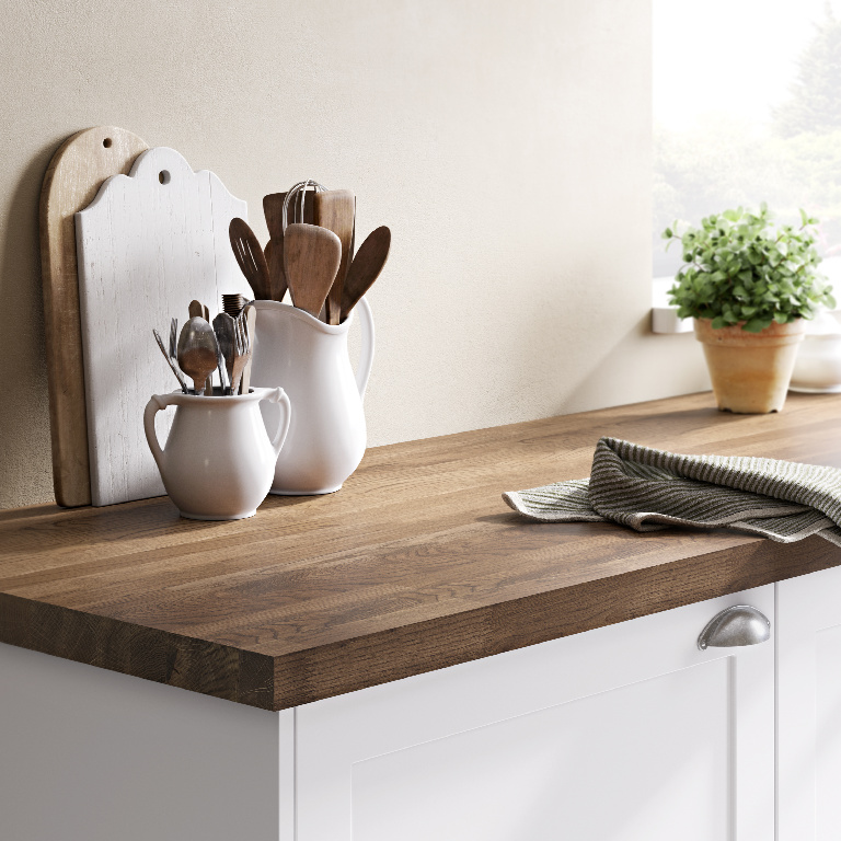 Blat de lucru lemn, stejar inchis, 300 x 62 x 4 cm  GoodHome Hinita