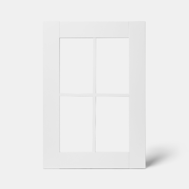 Front usa cu sticla GOODHOME Alpinia, MDF, sticla, 49.7 x 71.5 x 1.8 cm, alb mat
