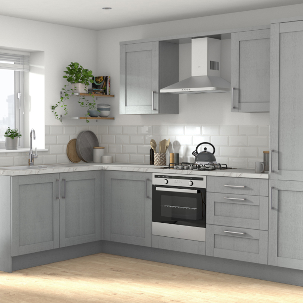 Front usa GOODHOME Alpinia, MDF, 60 x 100 x 1.8 cm, gri mat