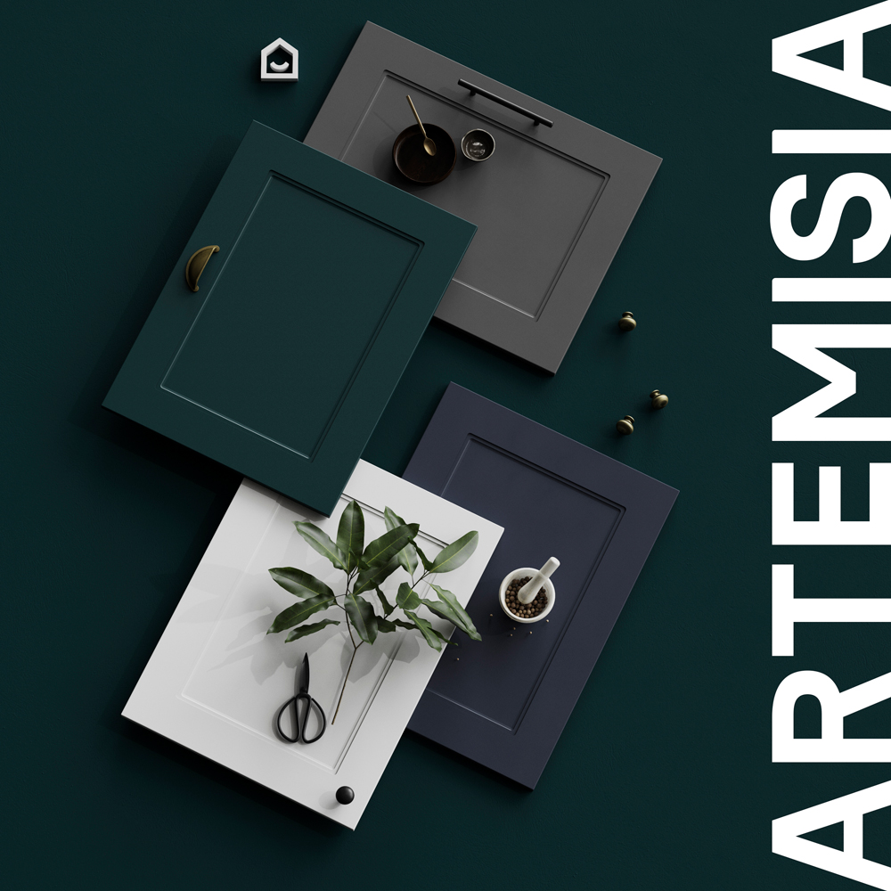 Front usa GOODHOME Artemisia, MDF, 60 x 54.3 x 1.8 cm, alb