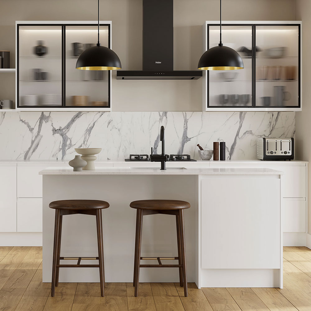 Front usa GOODHOME Garcinia, MDF, 59.7 x 89.5 x 1.8 cm, alb
