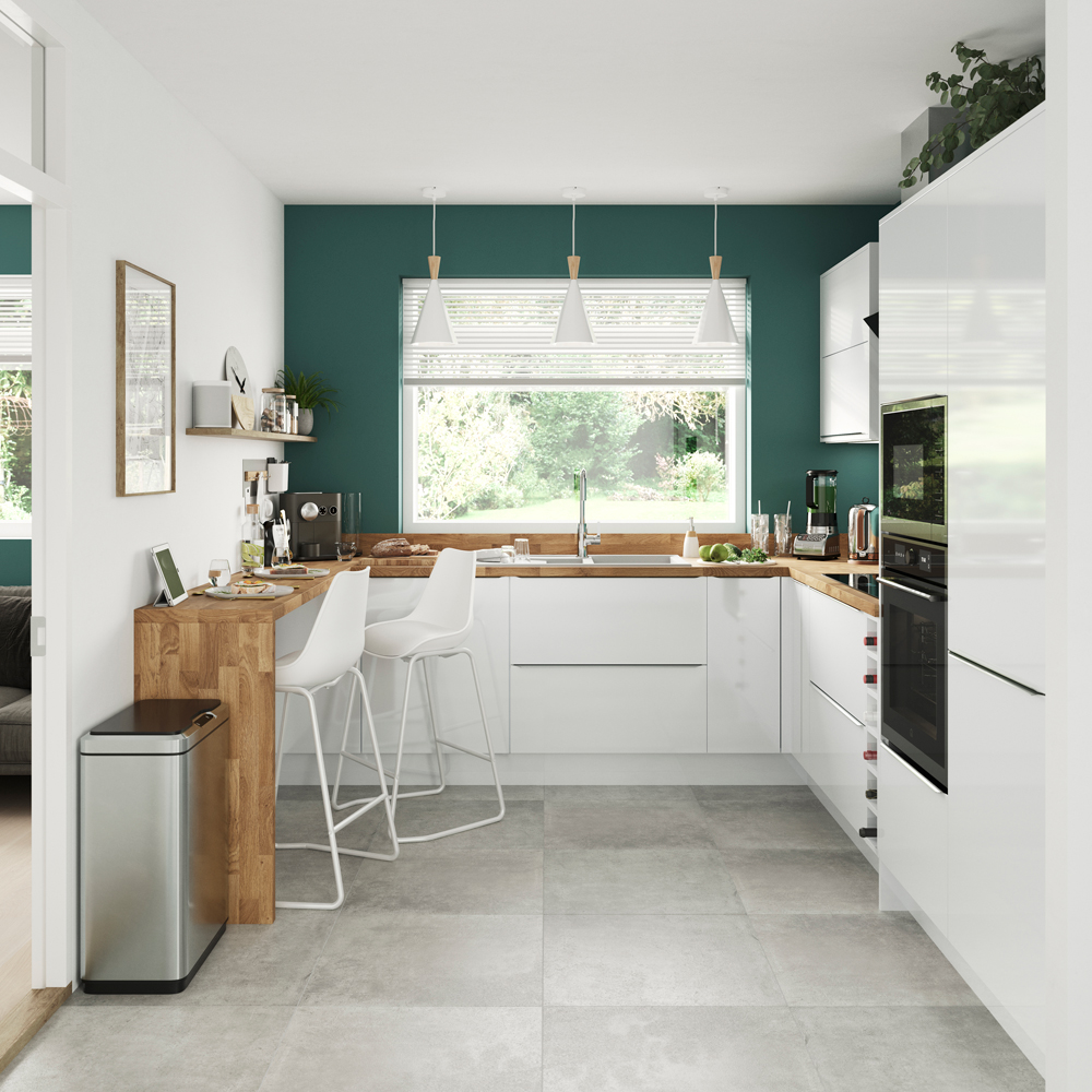 Front usa GOODHOME Alisma, MDF, 60 x 100 x 1.8 cm, alb lucios