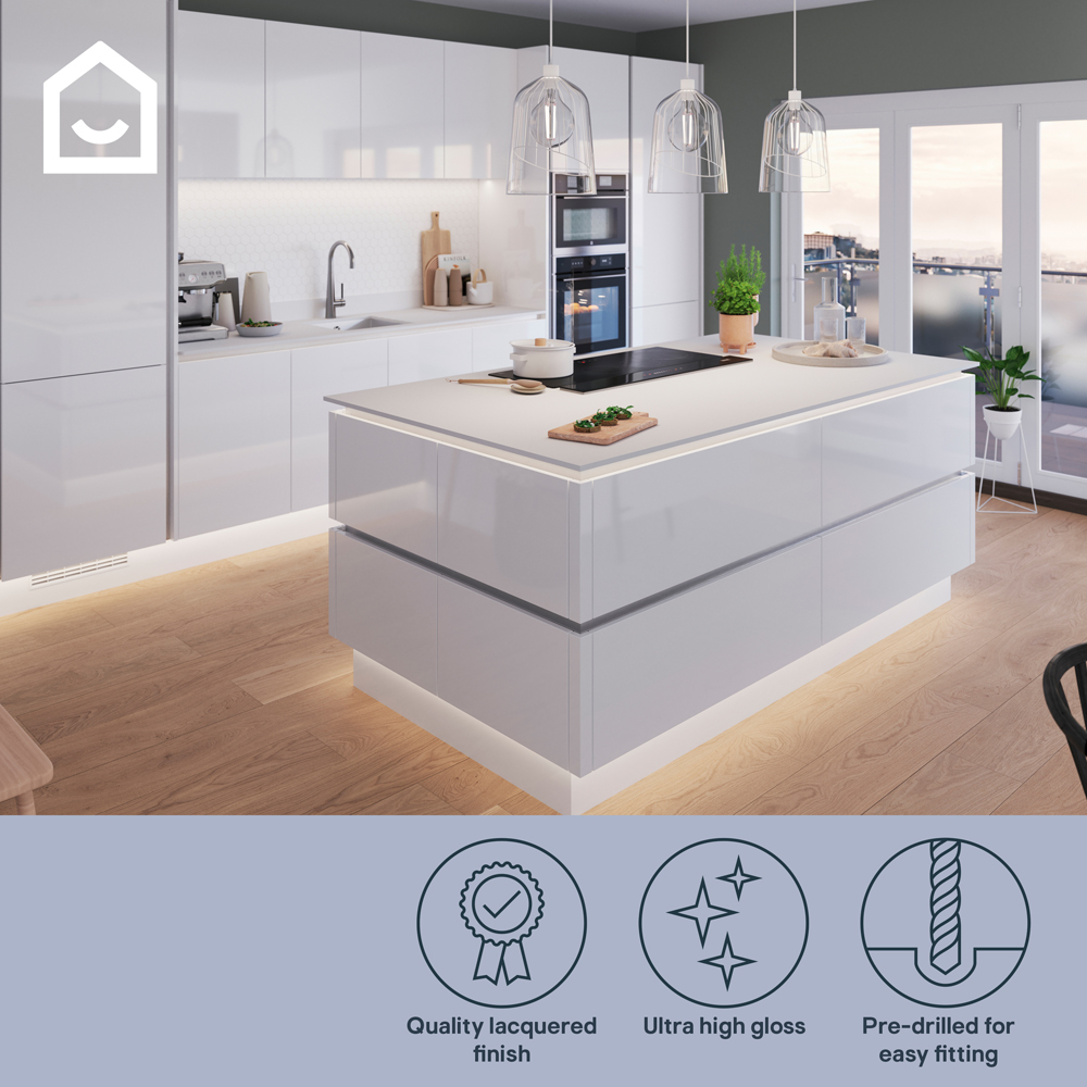 Front usa GOODHOME Alisma, MDF, 60 x 100 x 1.8 cm, alb lucios