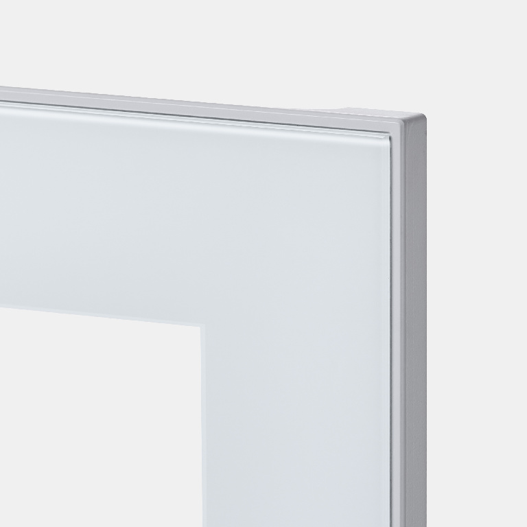 Front usa GOODHOME Winterana, sticla si MDF, 29.7 x 71.5 x 2 cm, alb