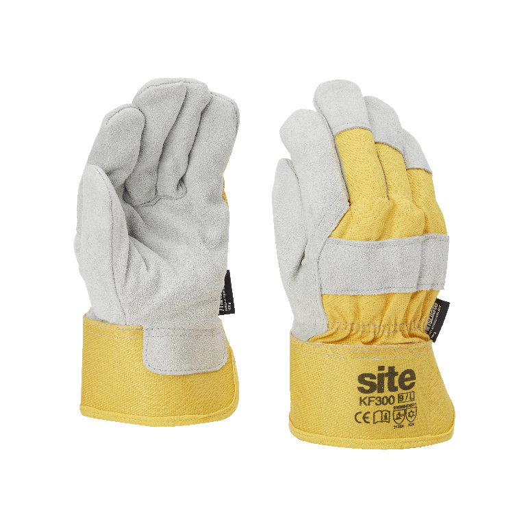 Manusi protectie Site Rigger KF300, piele cu captuseala antitermica, gri-galben, marime L
