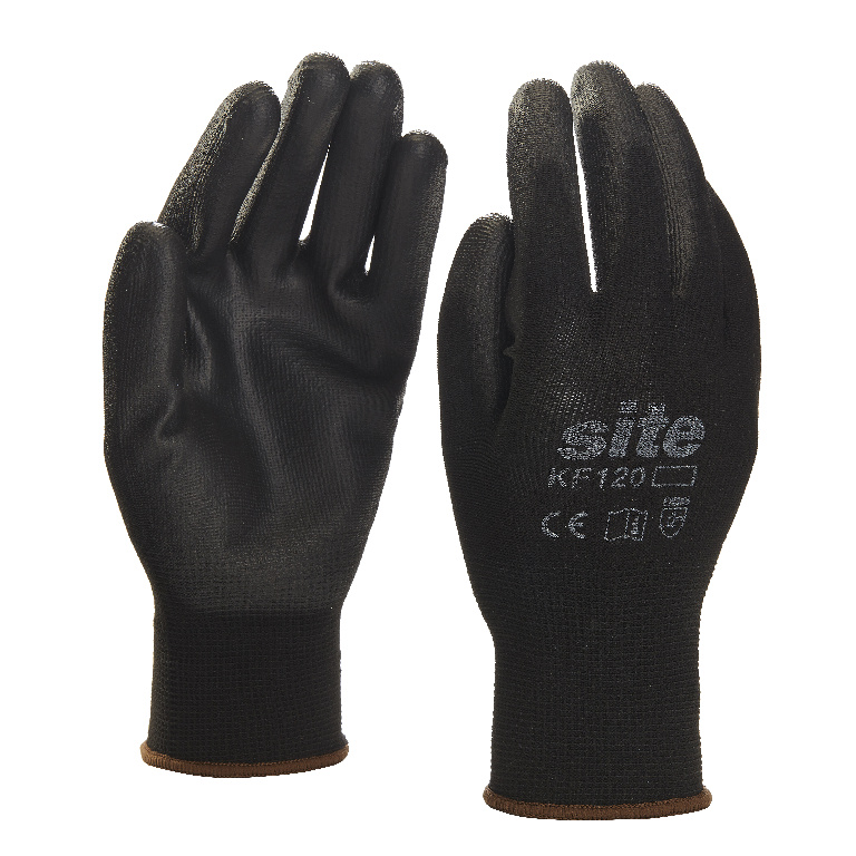Manusi protectie Site KF120, nylon, palma PU, marime L, negru