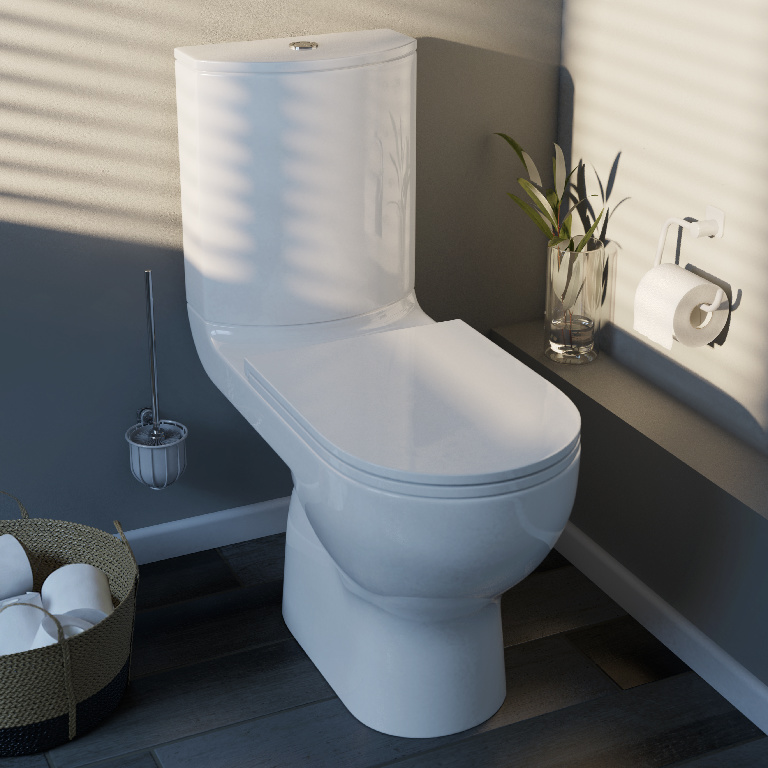 Set vas WC GoodHome Cavally, ceramica, rezervor 3-6 l, capac SoftClose, alb