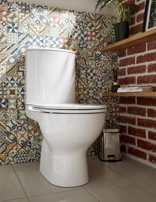 Set vas WC GoodHome Cavally, ceramica, rezervor 3-6 l, capac SoftClose, alb