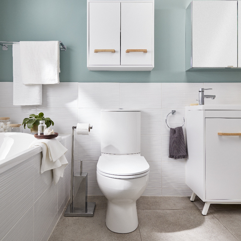 Set vas WC GoodHome Cavally, ceramica, rezervor 3-6 l, capac SoftClose, alb