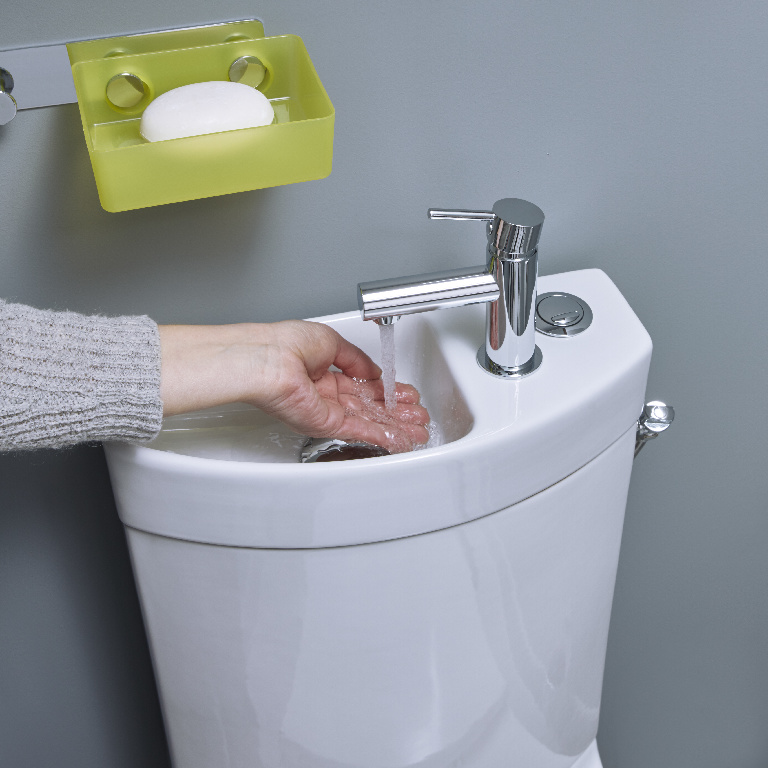 Set vas WC GOODHOME Cavally, portelan, rezervor 3/6 l, baterie lavoar, capac duroplast, alb