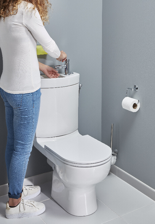 Set vas WC GOODHOME Cavally, portelan, rezervor 3/6 l, baterie lavoar, capac duroplast, alb