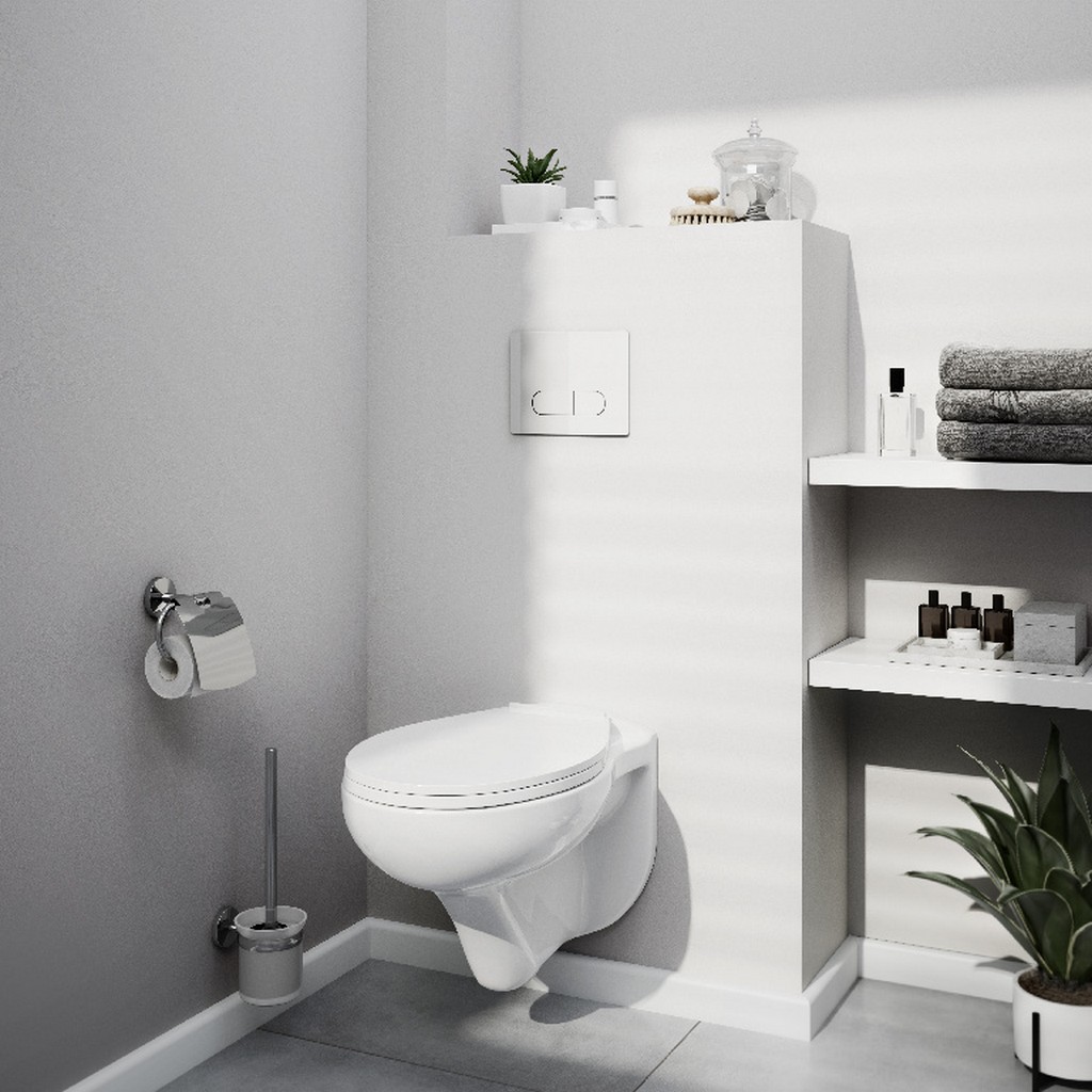 Vas WC suspendat Arkus, portelan, 35 x 53.5 x 39.5 cm, capac polipropilena, alb