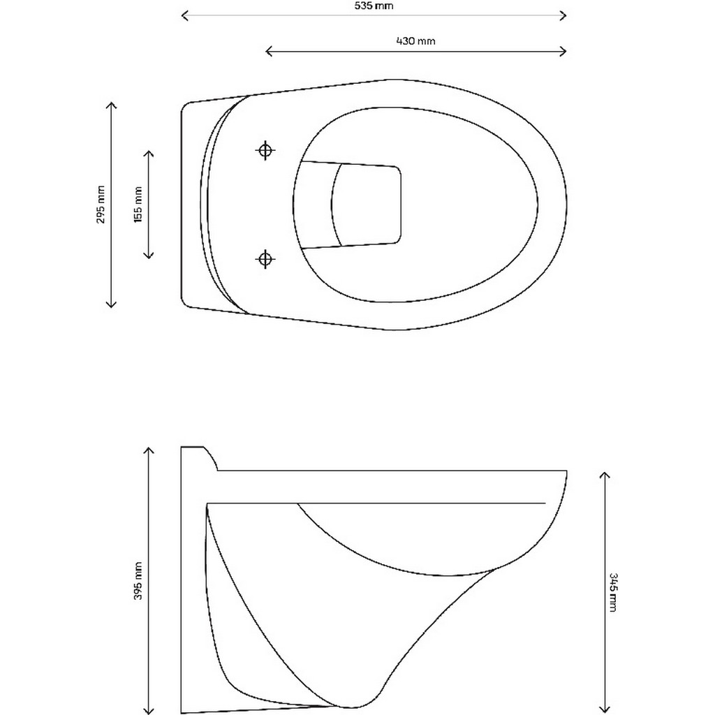 Vas WC suspendat Arkus, portelan, 35 x 53.5 x 39.5 cm, capac polipropilena, alb