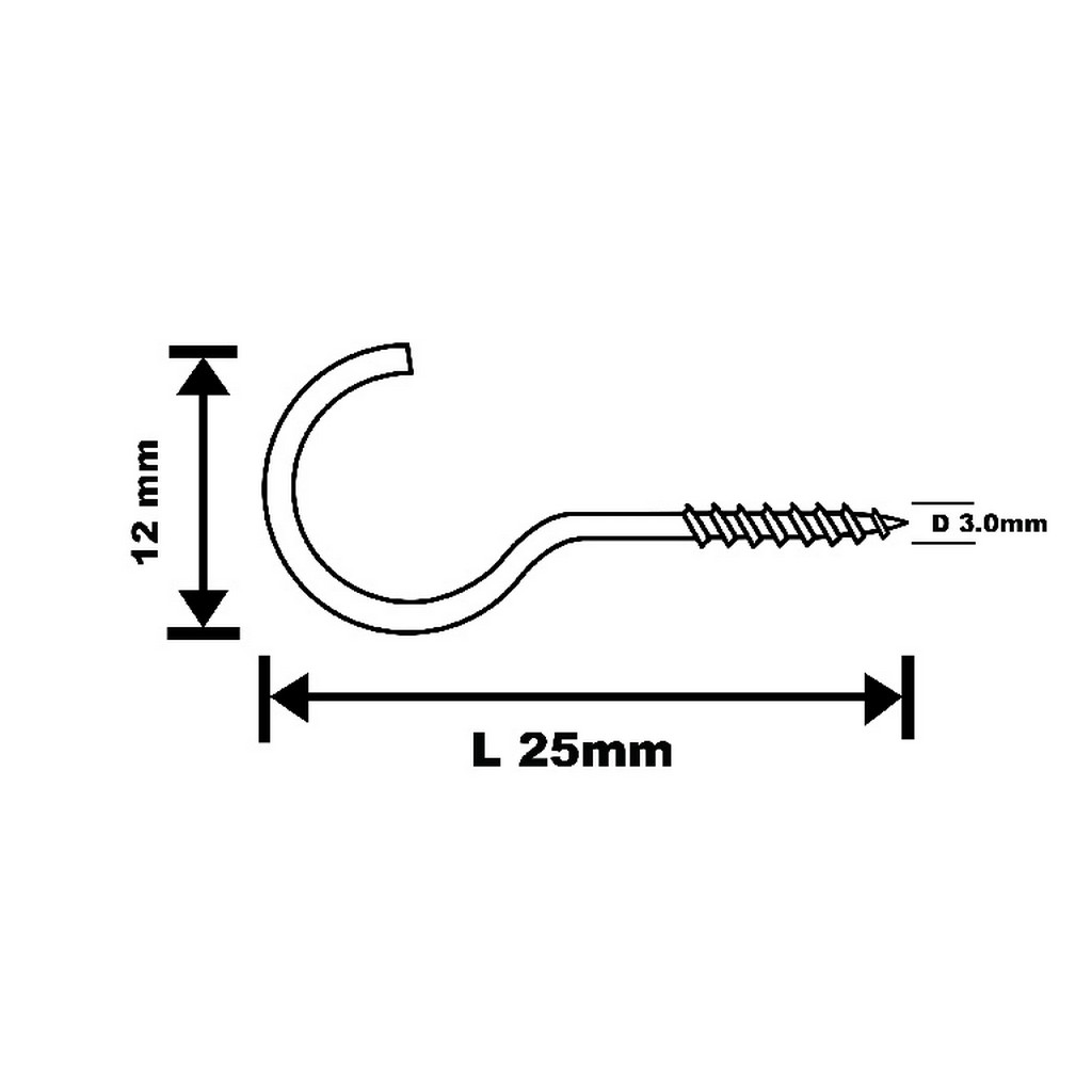 Carlig filetat tip C Diall, otel placat cu zinc, 25 x 15 m, 4 bucati, argintiu
