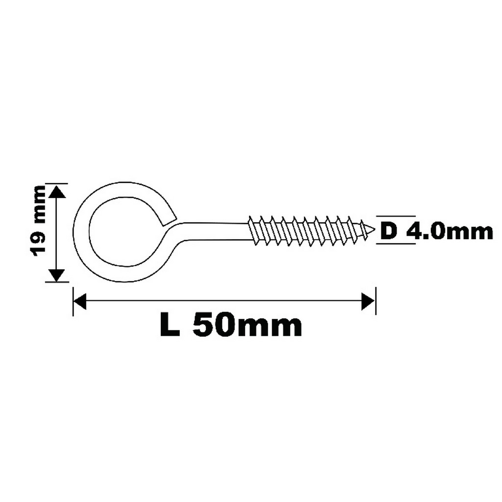 Carlig filetat tip O DIALL, 22 x 50 mm, otel placat cu zinc, 200 buc