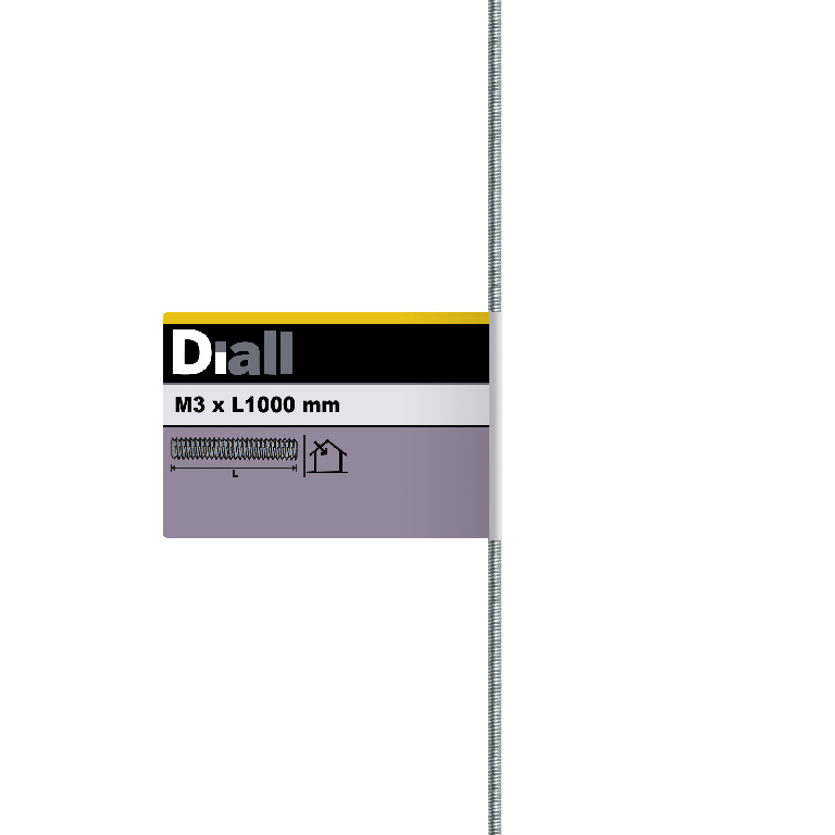Tija filetata Diall, din otel-carbon M3, 1 m, argintiu