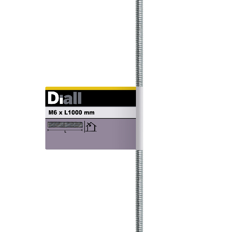 Tija filetata Diall, din otel-carbon M6, 1 m, argintiu