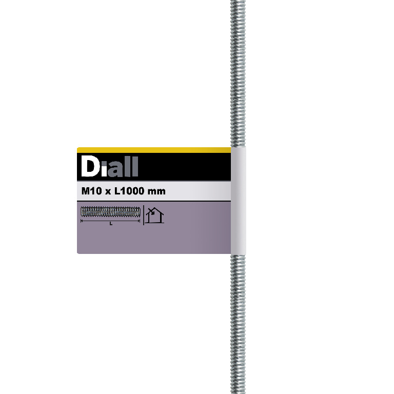 Tija filetata Diall, din otel-carbon M10, 1 m, argintiu