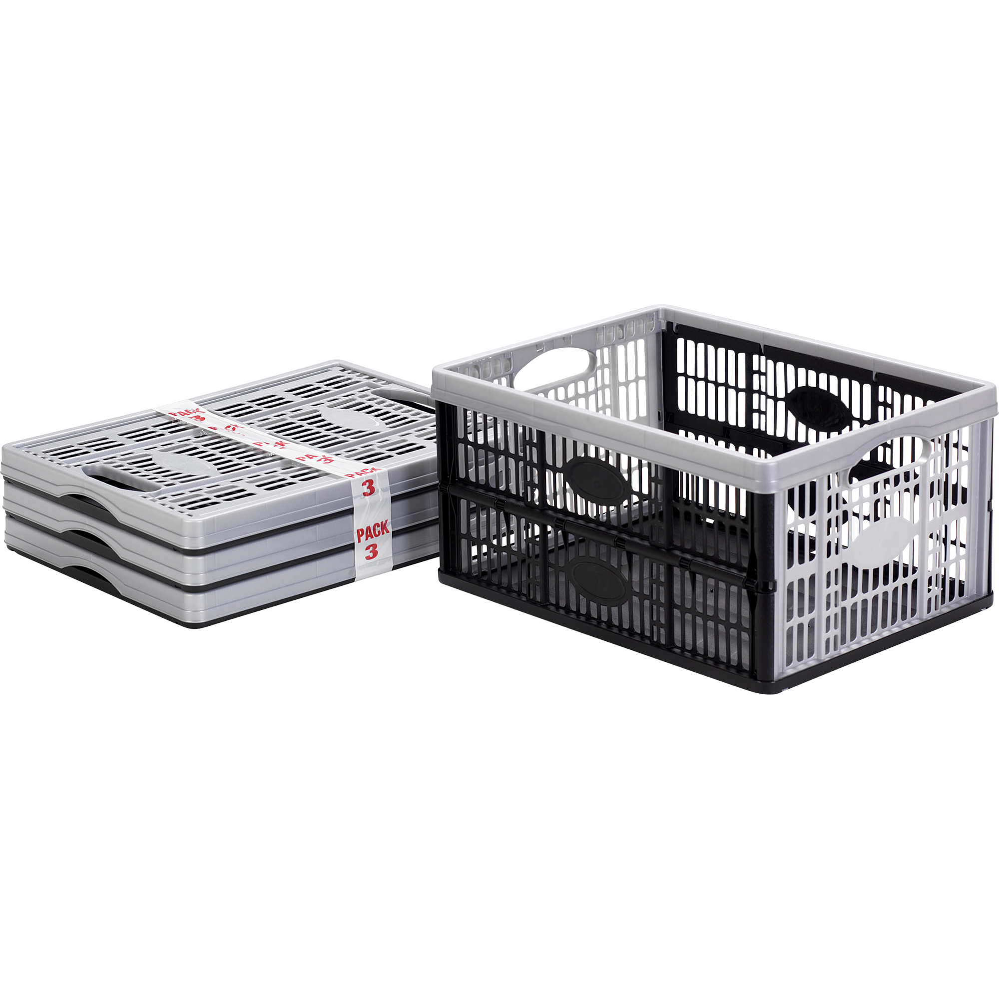 Cutie depozitare pliabila FORM Stuva, 33 L, gri-negru, 3 buc l
