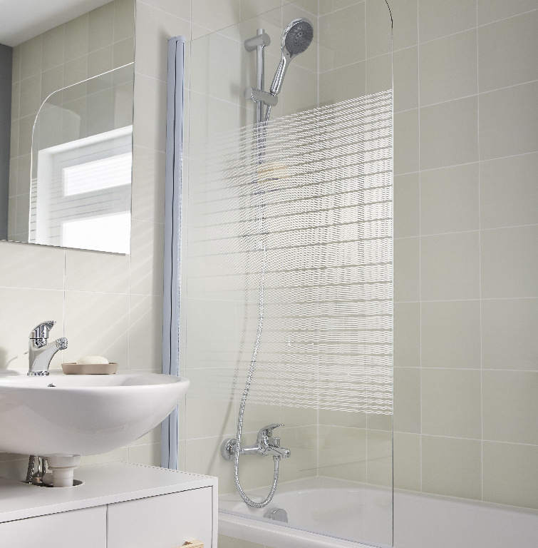 Paravan pentru cada, 75 x 130 cm, alb, sticla securizata  GoodHome Arkell