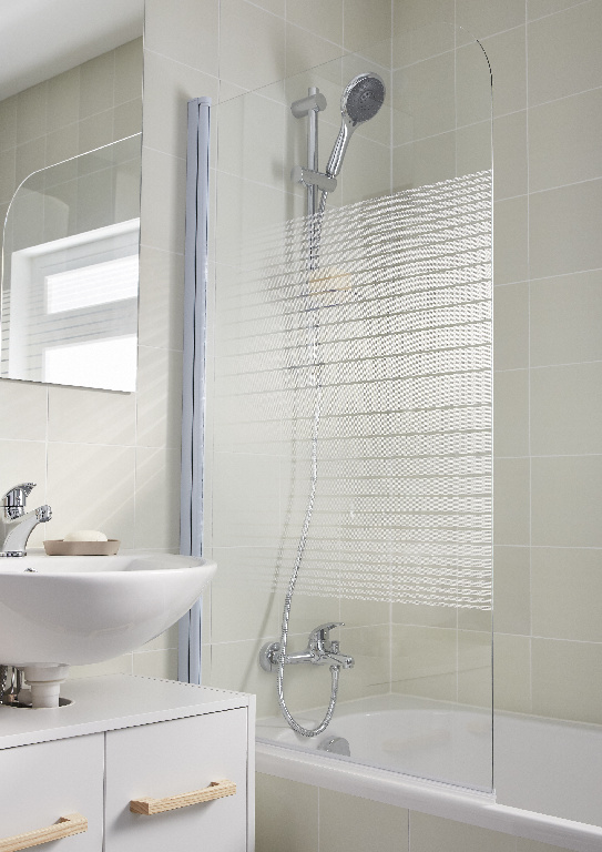 Paravan pentru cada, 75 x 130 cm, alb, sticla securizata  GoodHome Arkell