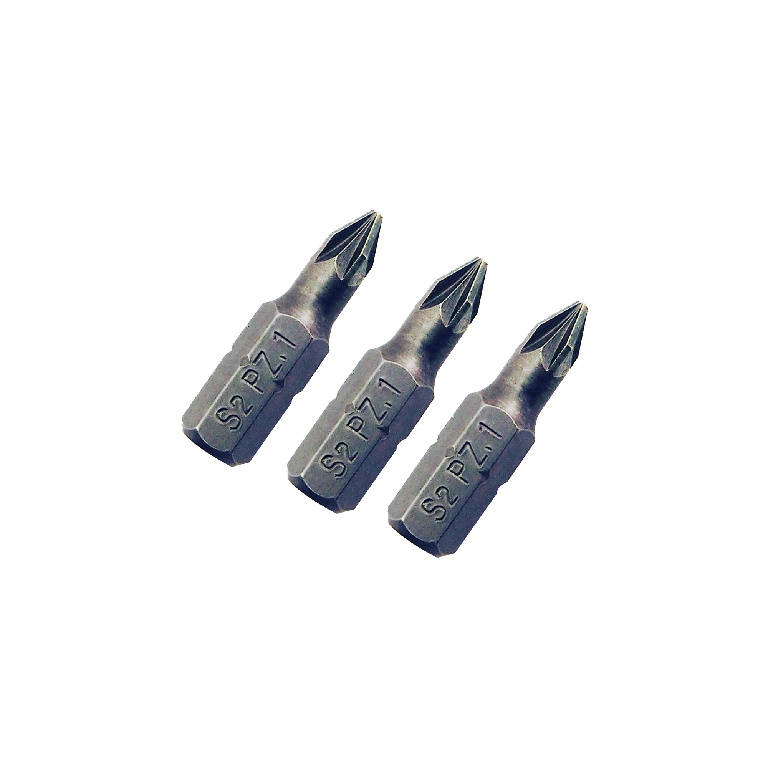 Set 3 capete surubelnita Universal fit, varf PZ1, tija hexagonala, capat pozidriv, 25 x 25 mm, otel S2