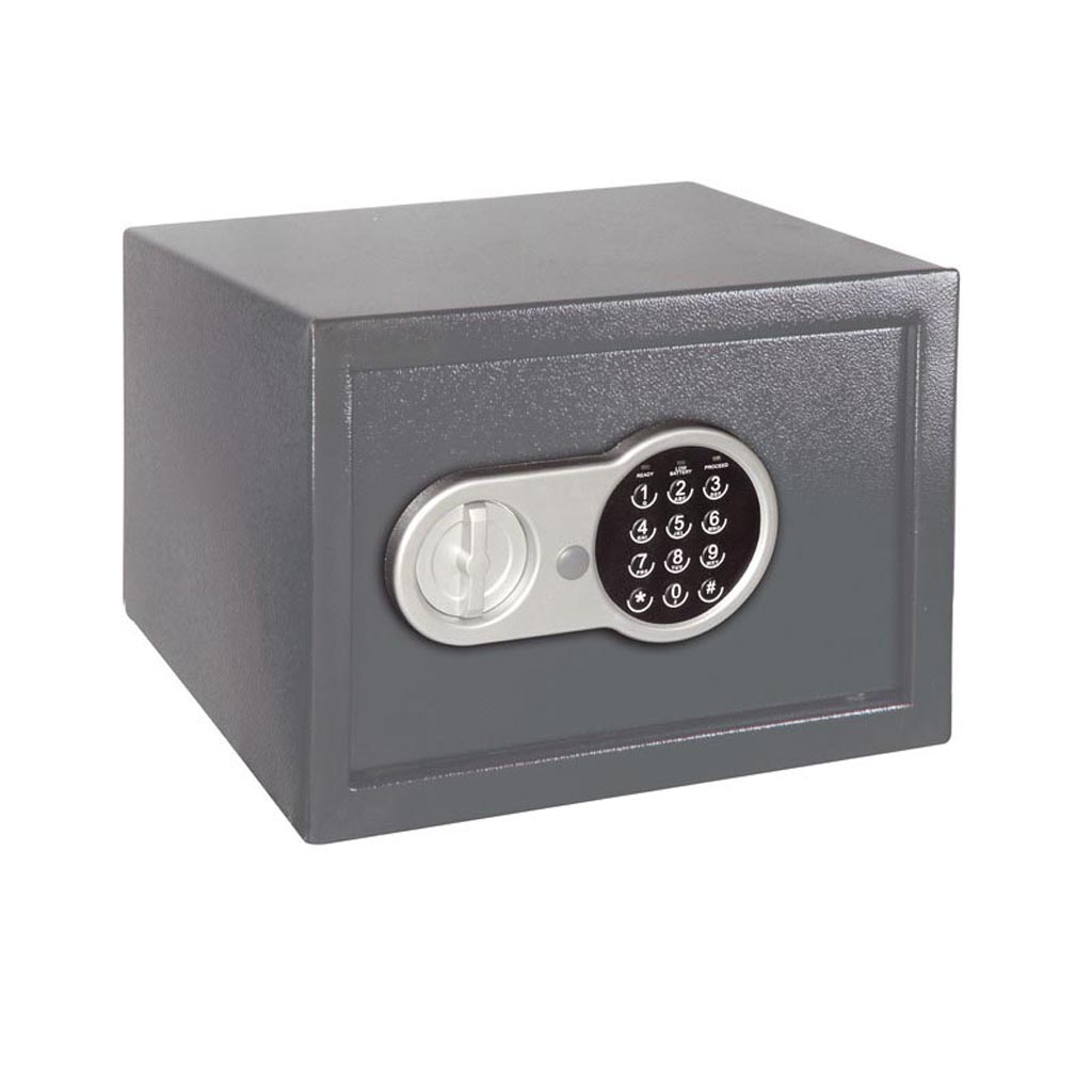 Seif electronic pentru birou, 20 x 31 x 20 cm, gri
