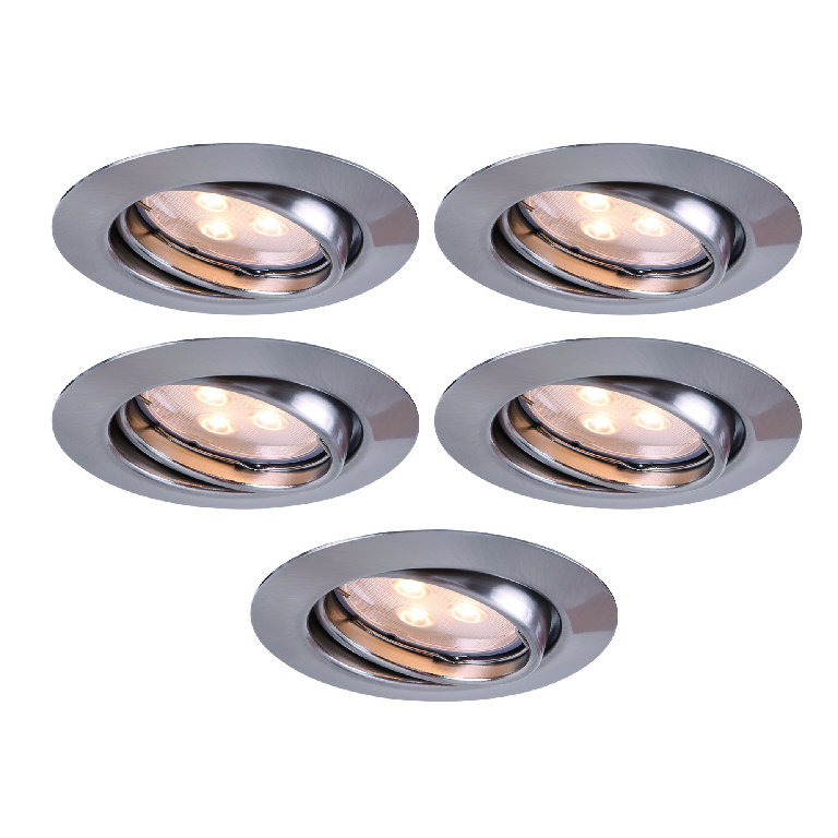 Set 5 spoturi LED, GU10, 3.8W, 230lm, 2700K, argintiu