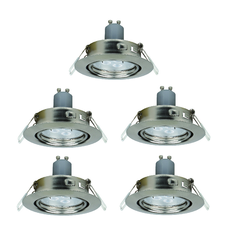 Set 5 spoturi LED, GU10, 3.8W, 230lm, 2700K, argintiu