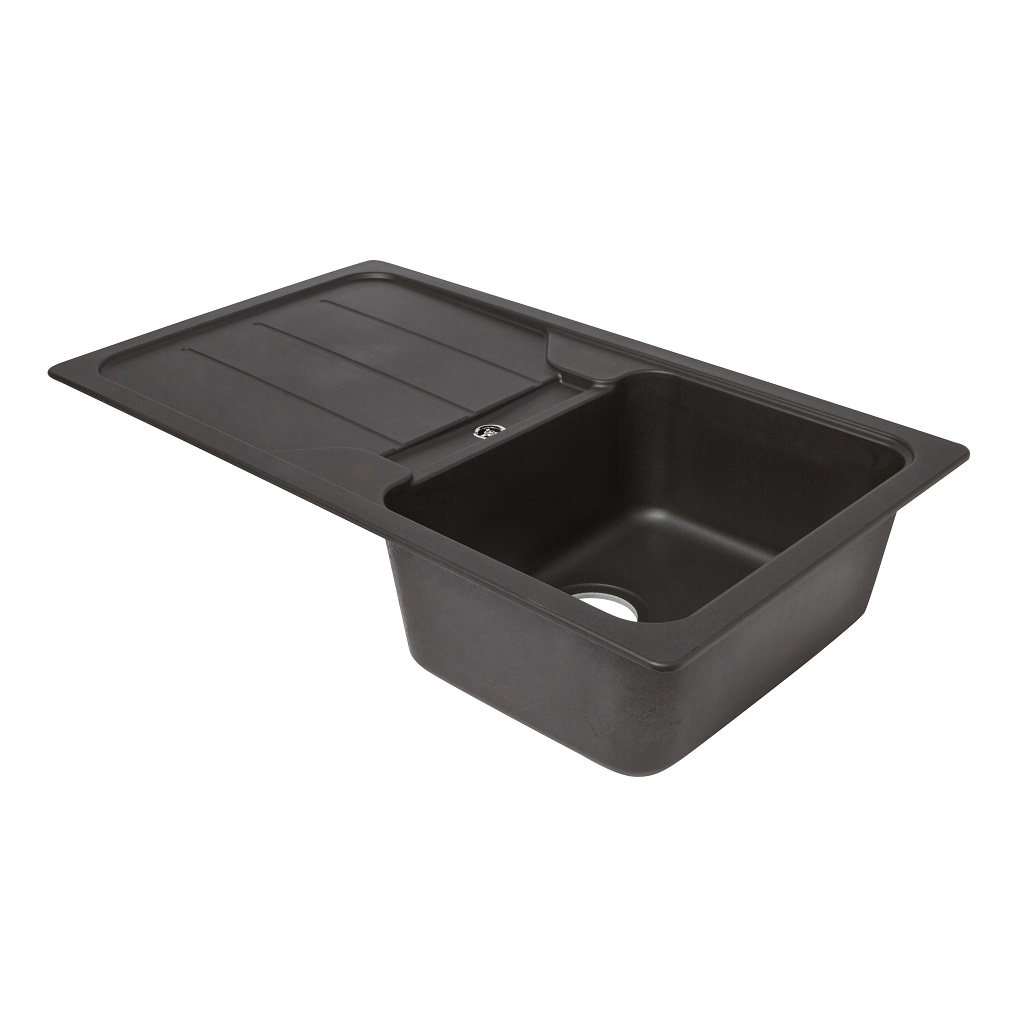 Chiuveta bucatarie Cooke & Lewis Arber, 1 cuva, picurator reversibil, compozit quartz, negru