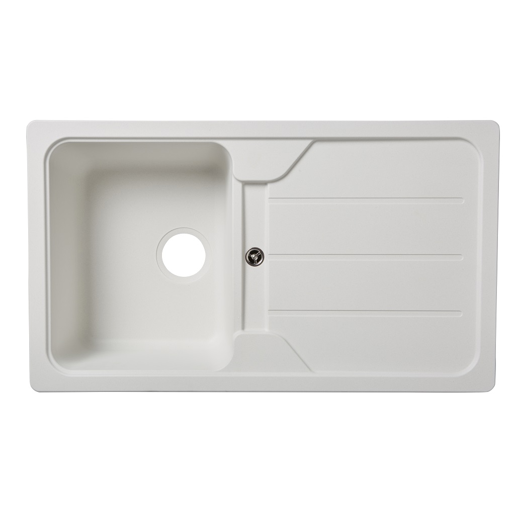 Chiuveta bucatarie Cooke & Lewis Arber, 1 cuva, picurator reversibil, compozit quartz, alb