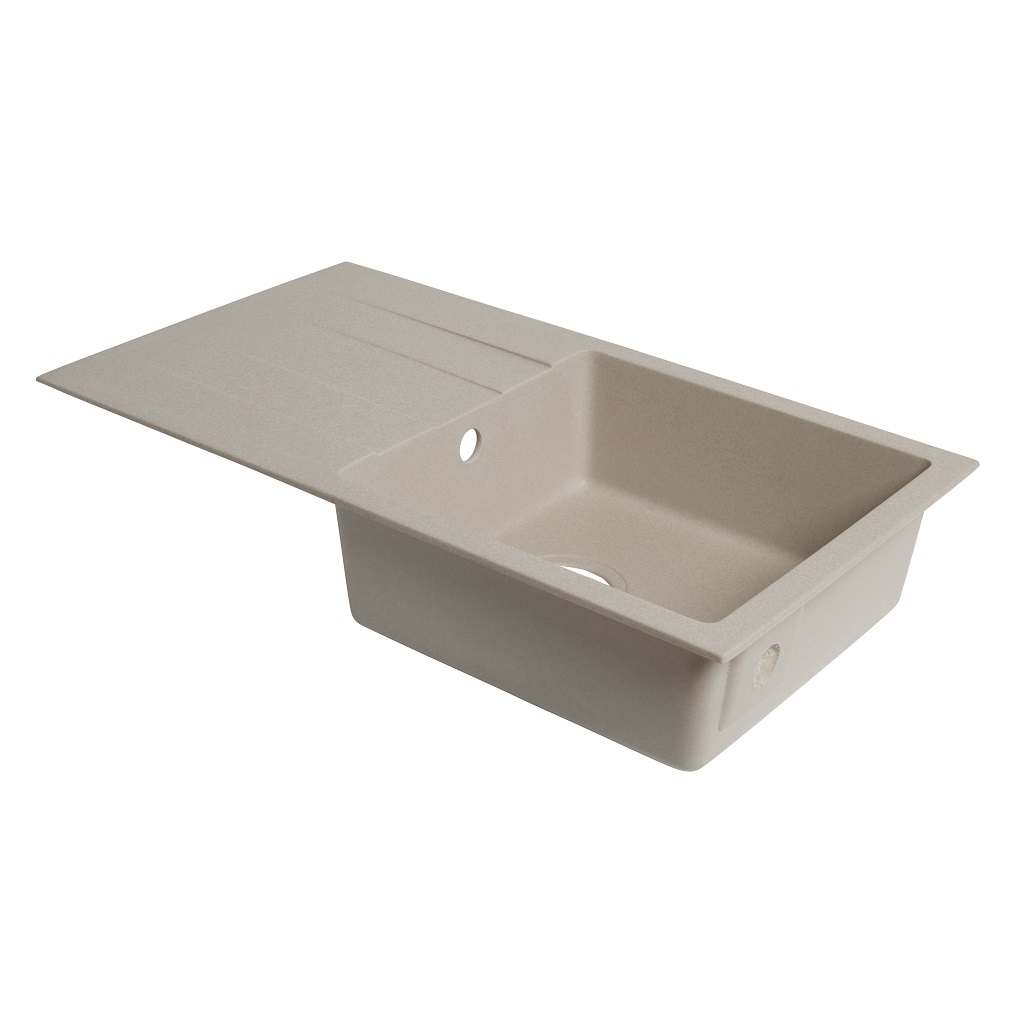 Chiuveta bucatarie Cooke & Lewis, 1 cuva, picurator reversibil, compozit quartz, bej