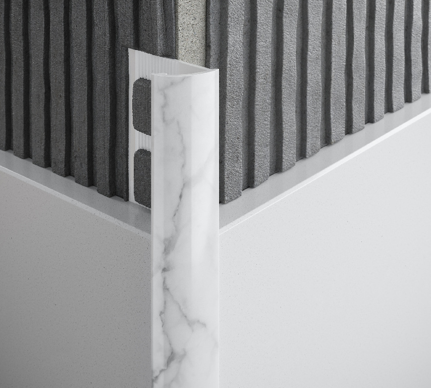 Profil rotund exterior, 9 mm, marmura alba