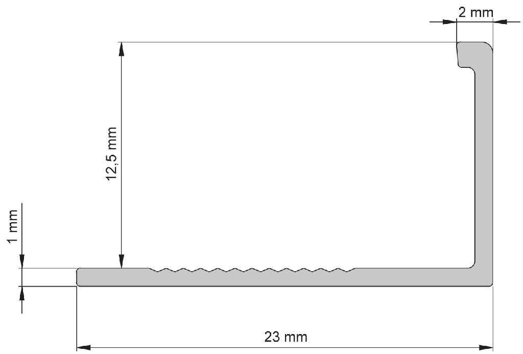 Profil drept, 12.5 mm, aluminiu, argintiu mat