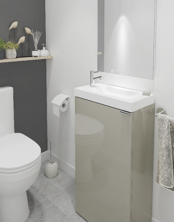 Masca lavoar GoodHome Imandra, suspandata, 43.6 x 23 x 79 cm, taupe