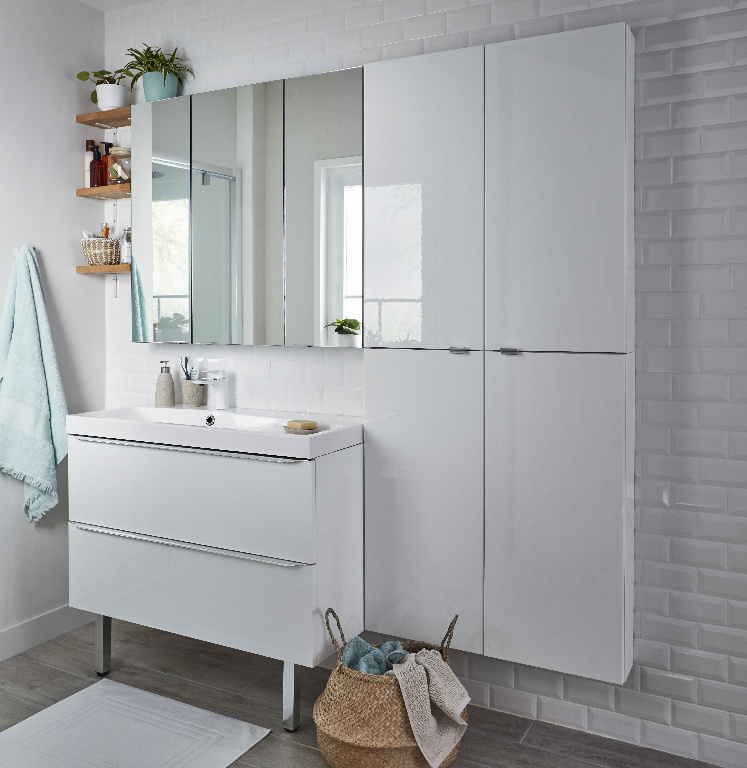 Lavoar baie GOODHOME Mila, rasina, 100.4 x 45.2 cm, alb lucios