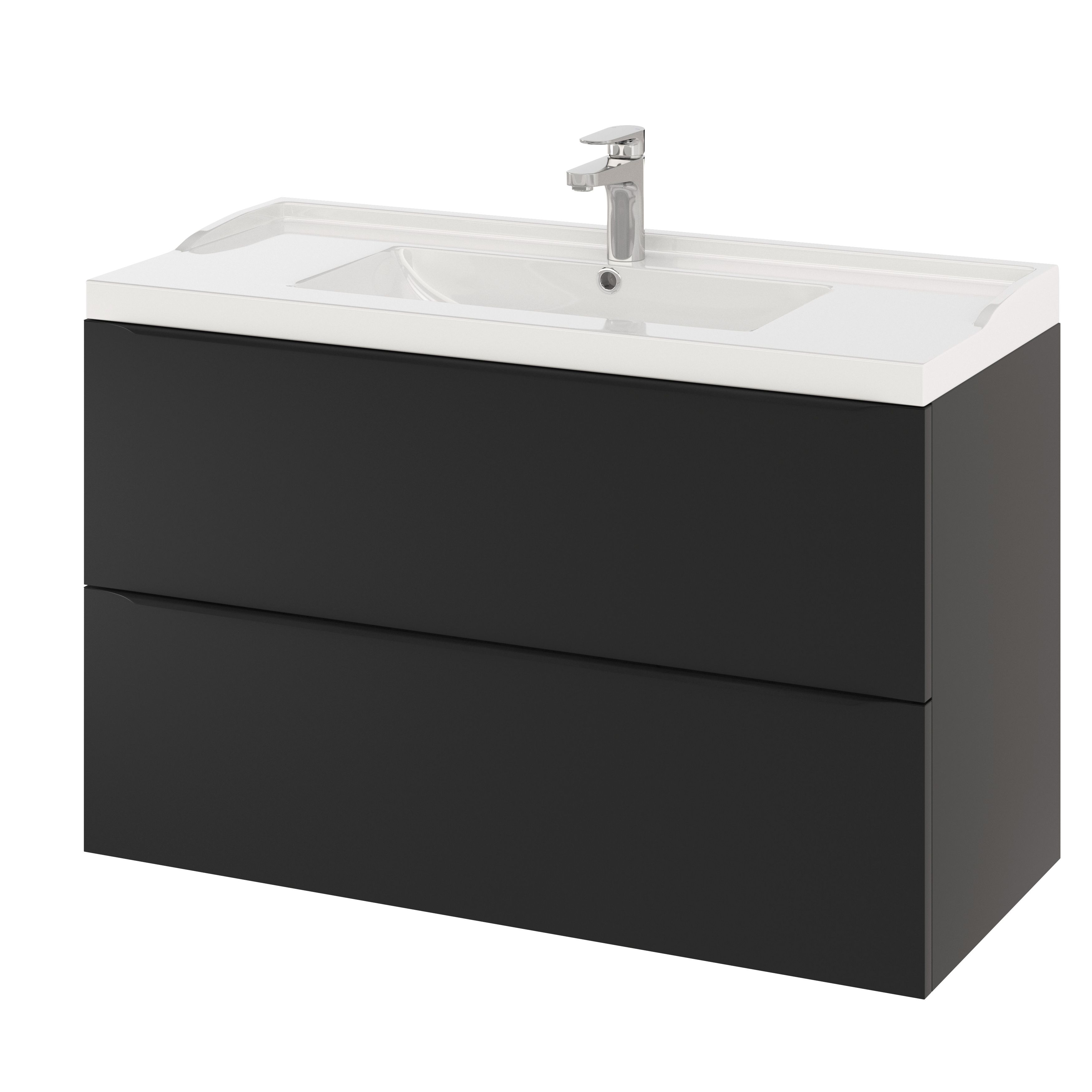 Lavoar baie GOODHOME Lana, ceramica, 100.4 x 45.5 cm, alb lucios
