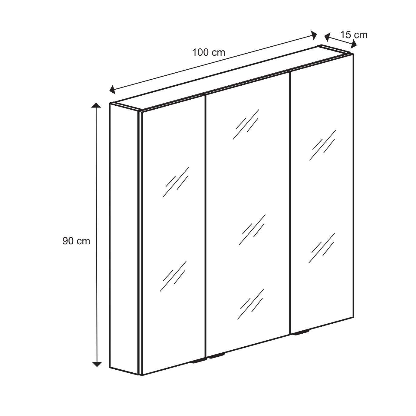 Dulap baie cu oglinda GoodHome Imandra, suspendat, 100 x 15 x 90 cm, argintiu