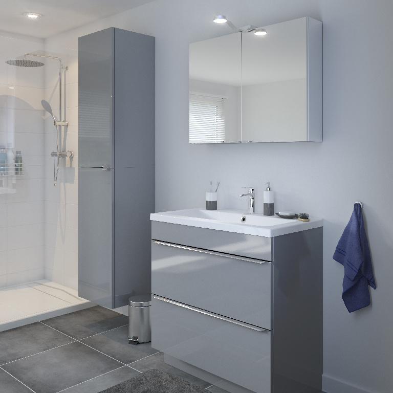 Dulap baie GoodHome Imandra, suspendat, 40 x 36 x 90 cm, gri