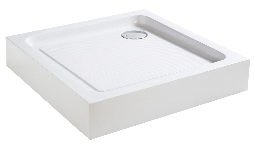 Cadita dus Cooke & Lewis Lagan, patrata, ABS si acril, 90 x 90 x 15 cm, alb