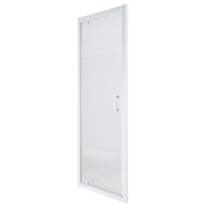 Usa dus pivotanta Cooke & Lewis Onega, aluminiu, 90 x 190 cm, sticla securizata 5mm, profil alb