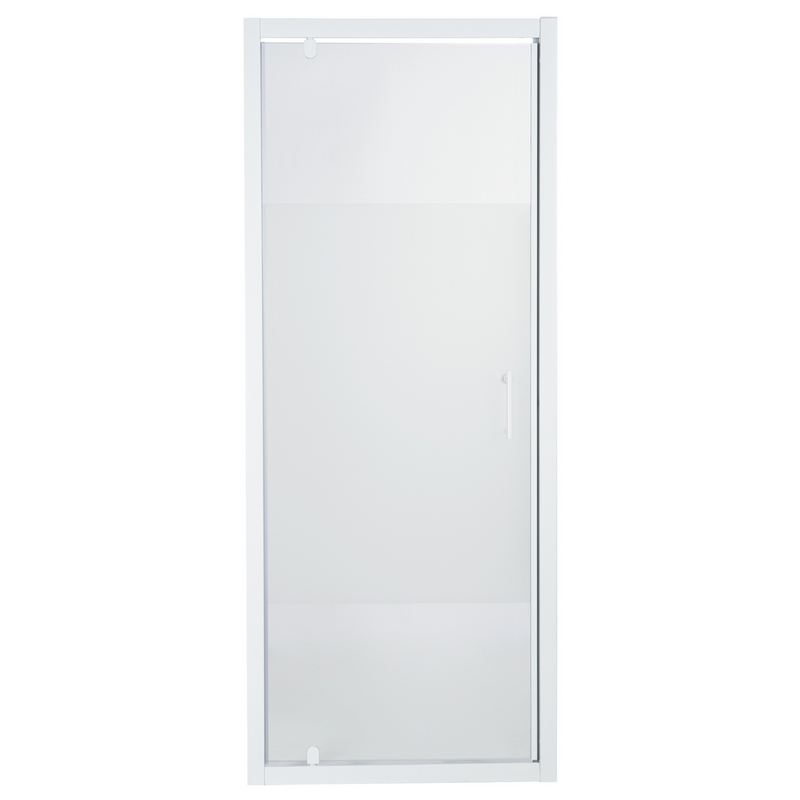 Usa dus pivotanta Cooke & Lewis Onega, aluminiu, 90 x 190 cm, sticla securizata 5mm, profil alb