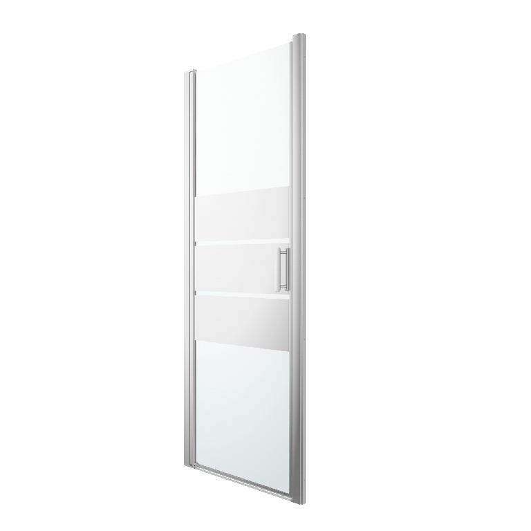 Usa dus pivotanta GoodHome Beloya, aluminiu, 80 x 195 cm, sticla oglinda, profil crom