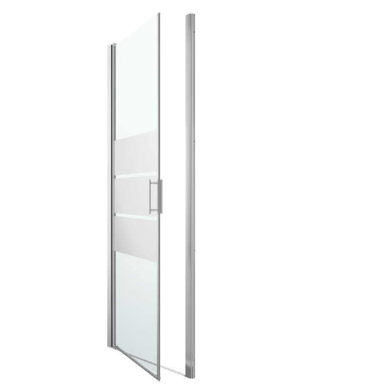 Usa dus pivotanta GoodHome Beloya, aluminiu, 80 x 195 cm, sticla oglinda, profil crom