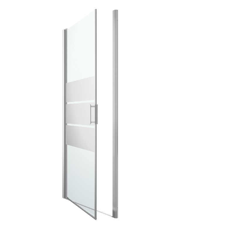 Usa dus pivotanta GoodHome Beloya, aluminiu, 90 x 195 cm, sticla oglinda, profil crom
