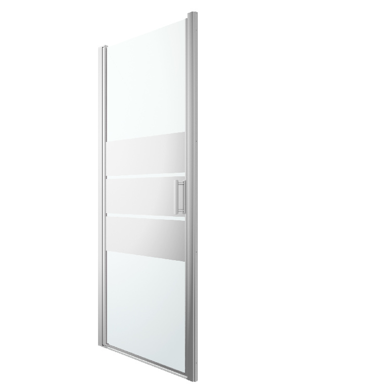 Usa dus pivotanta GoodHome Beloya, aluminiu, 90 x 195 cm, sticla oglinda, profil crom