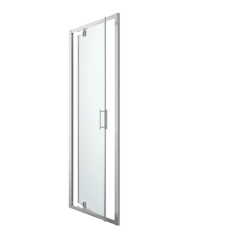 Usa dus pivotanta GoodHome Beloya, aluminiu, 80 x 195 cm, sticla securizata 8mm, profil crom